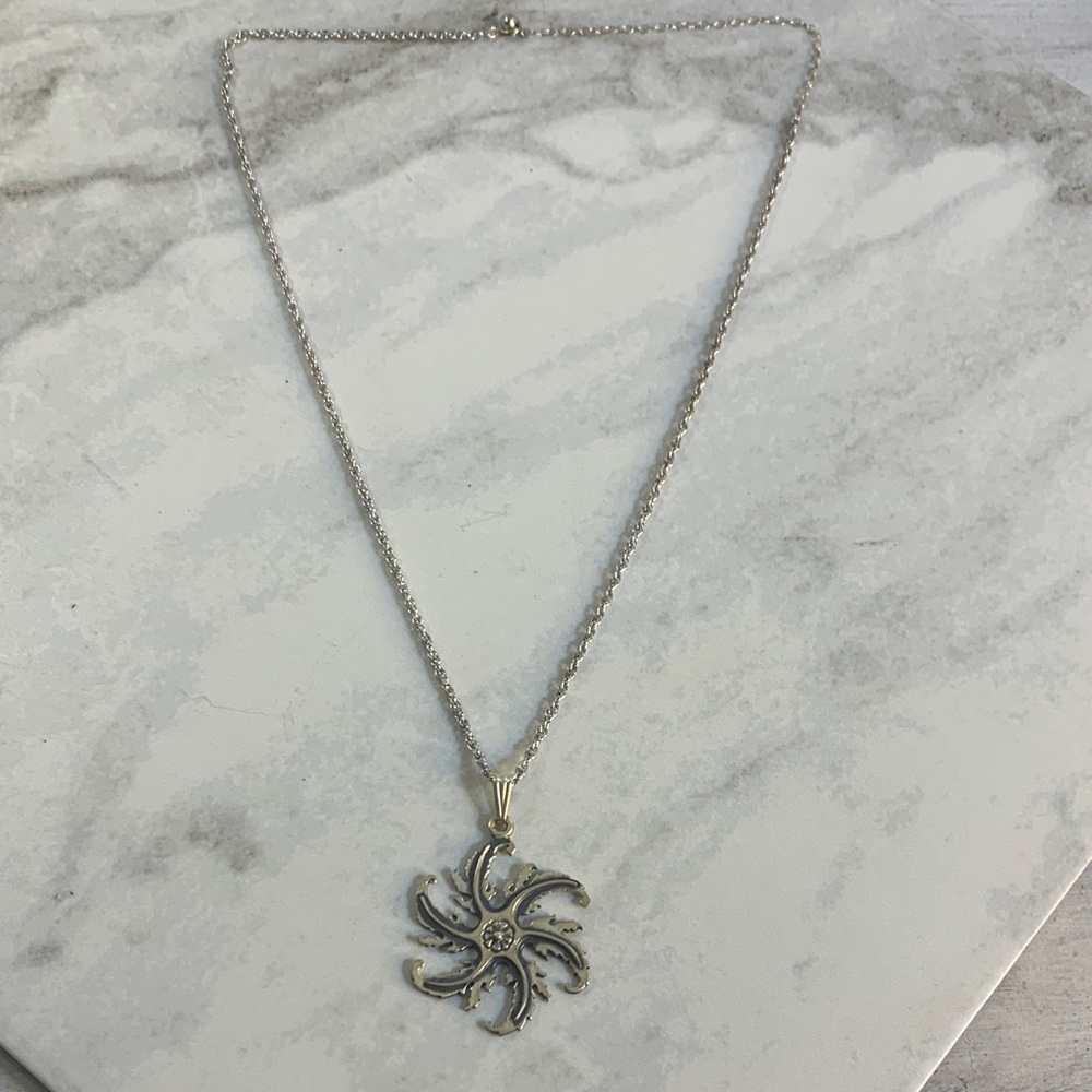 925 Sterling Sun Swirl Vintage Pendant Necklace